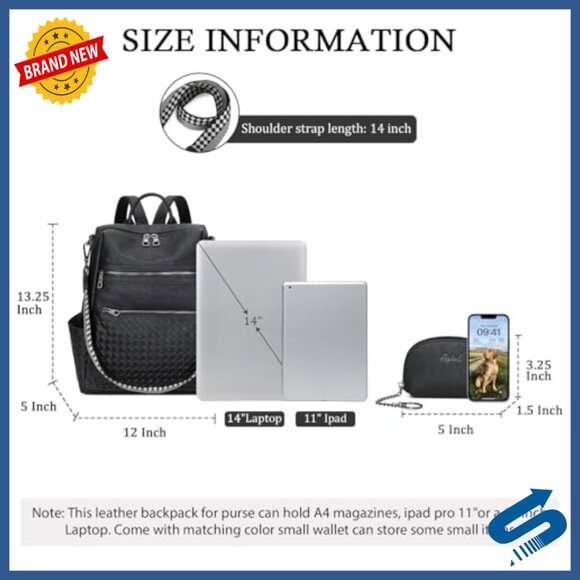 Faux Leather Backpack Purse Convertible Shoulder Bag Large Capacity Work Travel